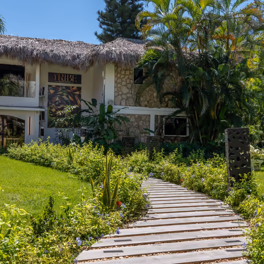Jardines y habitaciones del resort